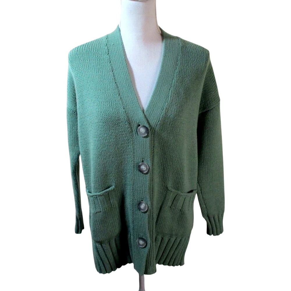 Loft Women's Green Long Sleeve Button Front Cardigan Sweater Size Small